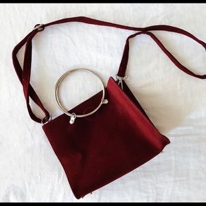 Maroon Silver Hoop Handbag